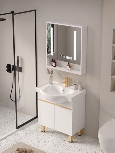 Big belly basin bathroom cabinet combination floor-standing simple light luxury wash basin cabinet washbasin basin integrated ceramic bathroom