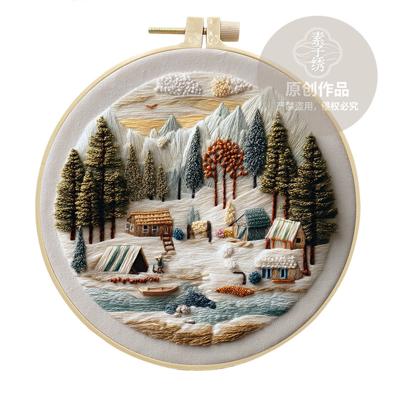 オリジナル先行販売クロスボーダー新製品刺繍 diy 風景手作り生地材料パッケージキットクリエイティブ手作り裁縫英語|undefined