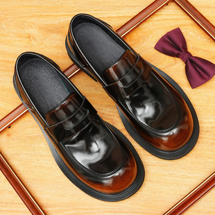 [Vip Exclusive] Douyin’S Popular Large-Toe Leather Shoes, High-End Genuine Leather Glossy Slip-On Business Casual Men’S Shoes