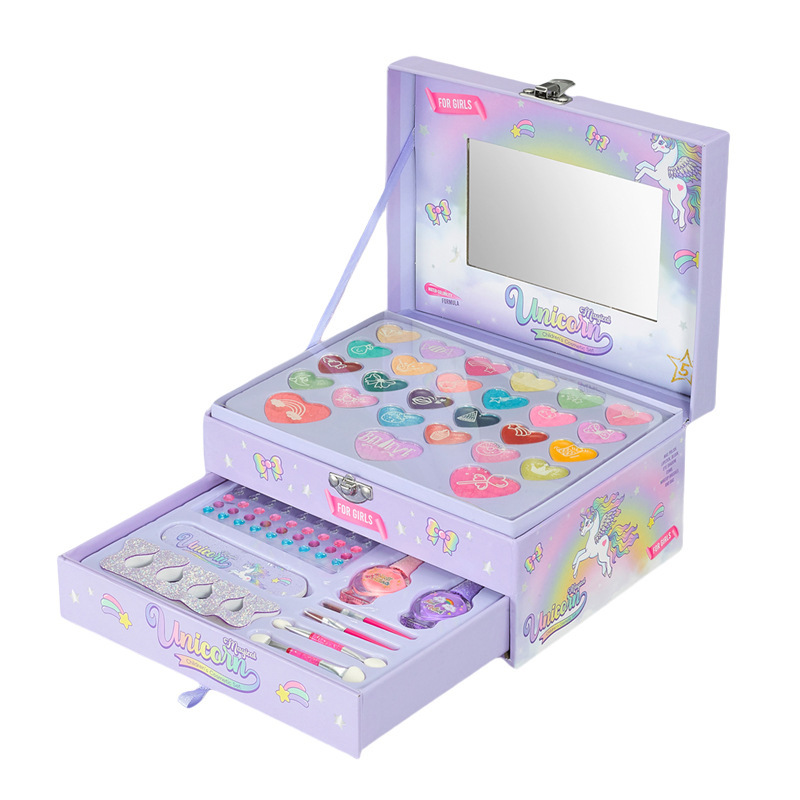 Transfronterizos niños maquillaje caja de maquillaje princesa maquillaje caja de juguetes para chicas espectáculo caja de maquillaje regalo Amazon