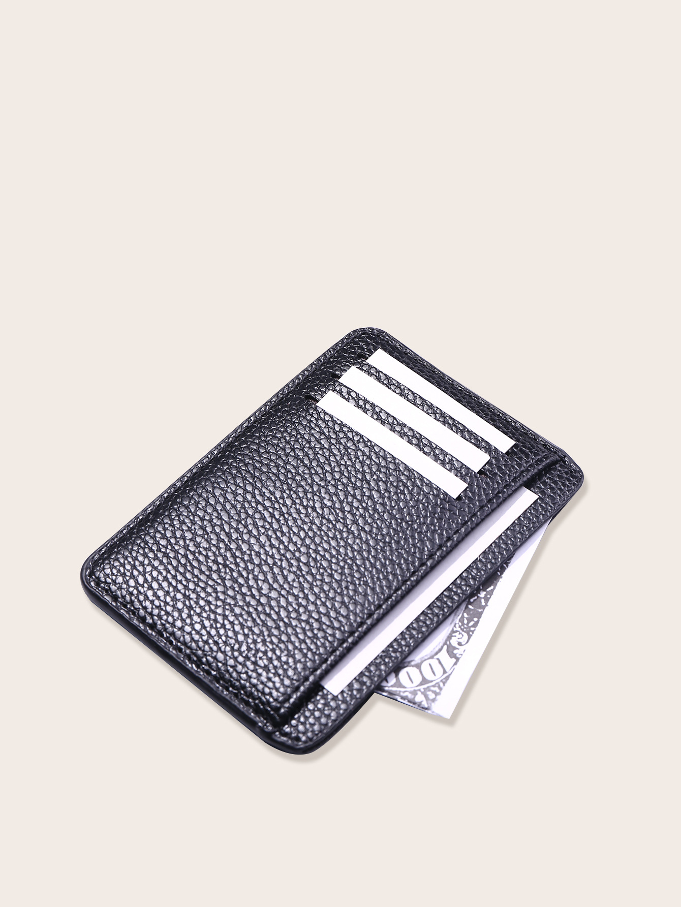 Men's Solid Color Pu Leather Open Card Holder display picture 2