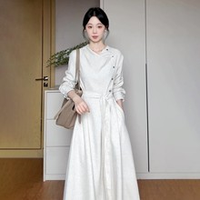 法式高级感长袖连衣裙子女2025新款秋冬斜门襟别致超好看气质长裙