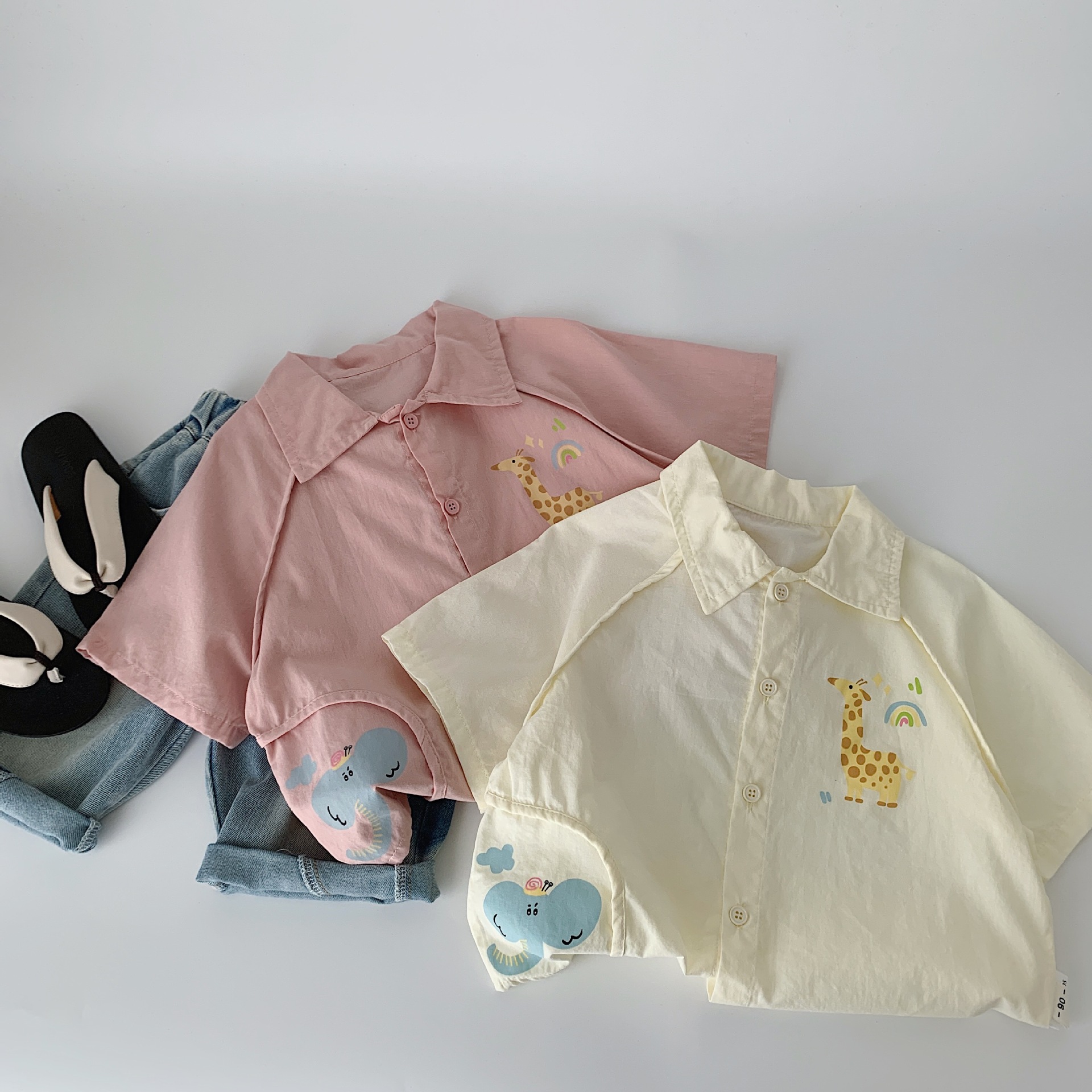 [Oferta especial todos los días 23.99] Camisa para niños Maibao estilo de verano para hombres y mujeres coreanos camisa de manga corta de dibujos animados para bebés marea