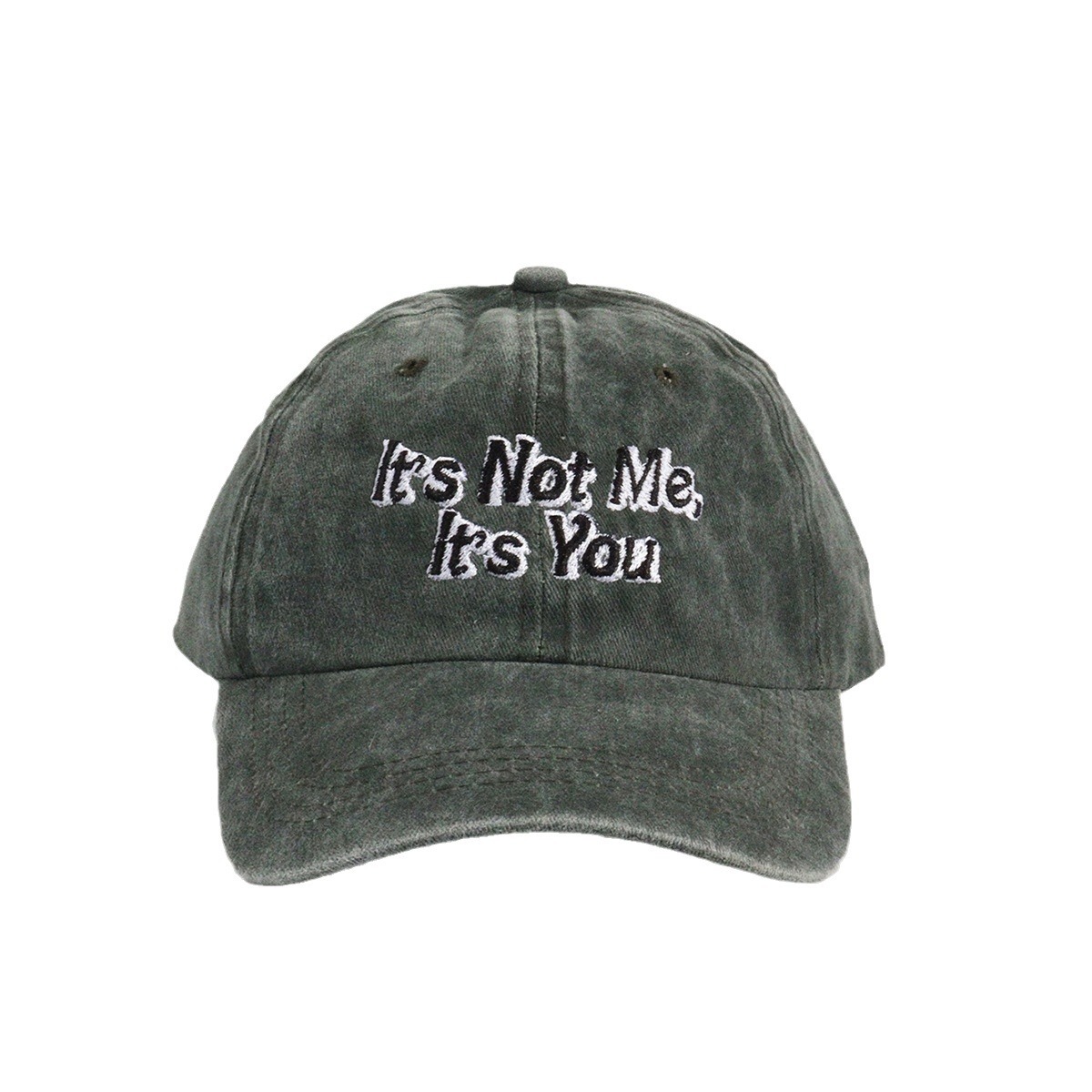 Unisex Cotton fashion It's Not Me embroidered baseball cap everything casual show face small flip_voghion.com