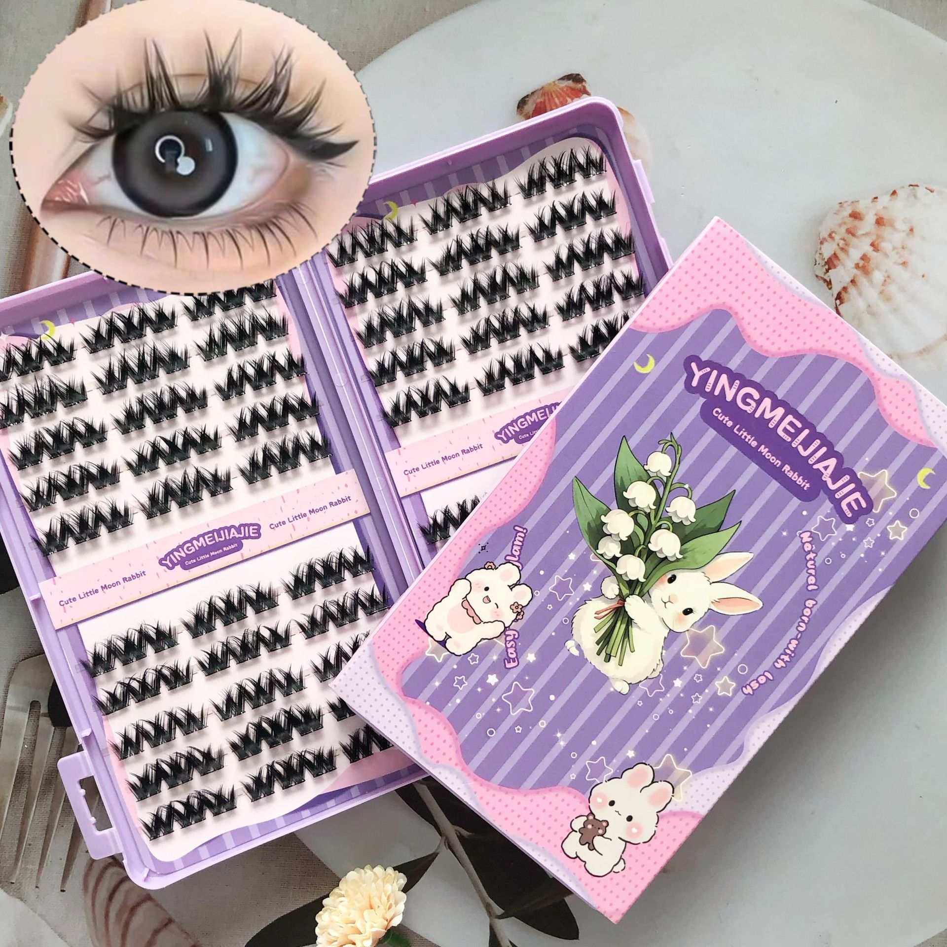 20 filas de paquete de caja de regalo de pestañas falsas transfronterizas, pestañas falsas densas, pestañas falsas sin pegamento.