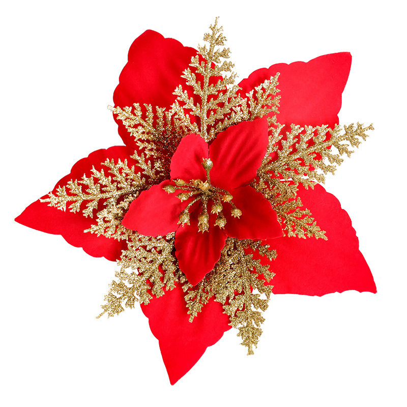 クリスマス装飾大きなスパンコールベルベットフラワークリスマスフラワーラタンクリスマスツリー装飾オニオンクロス中空フラワーリース|undefined