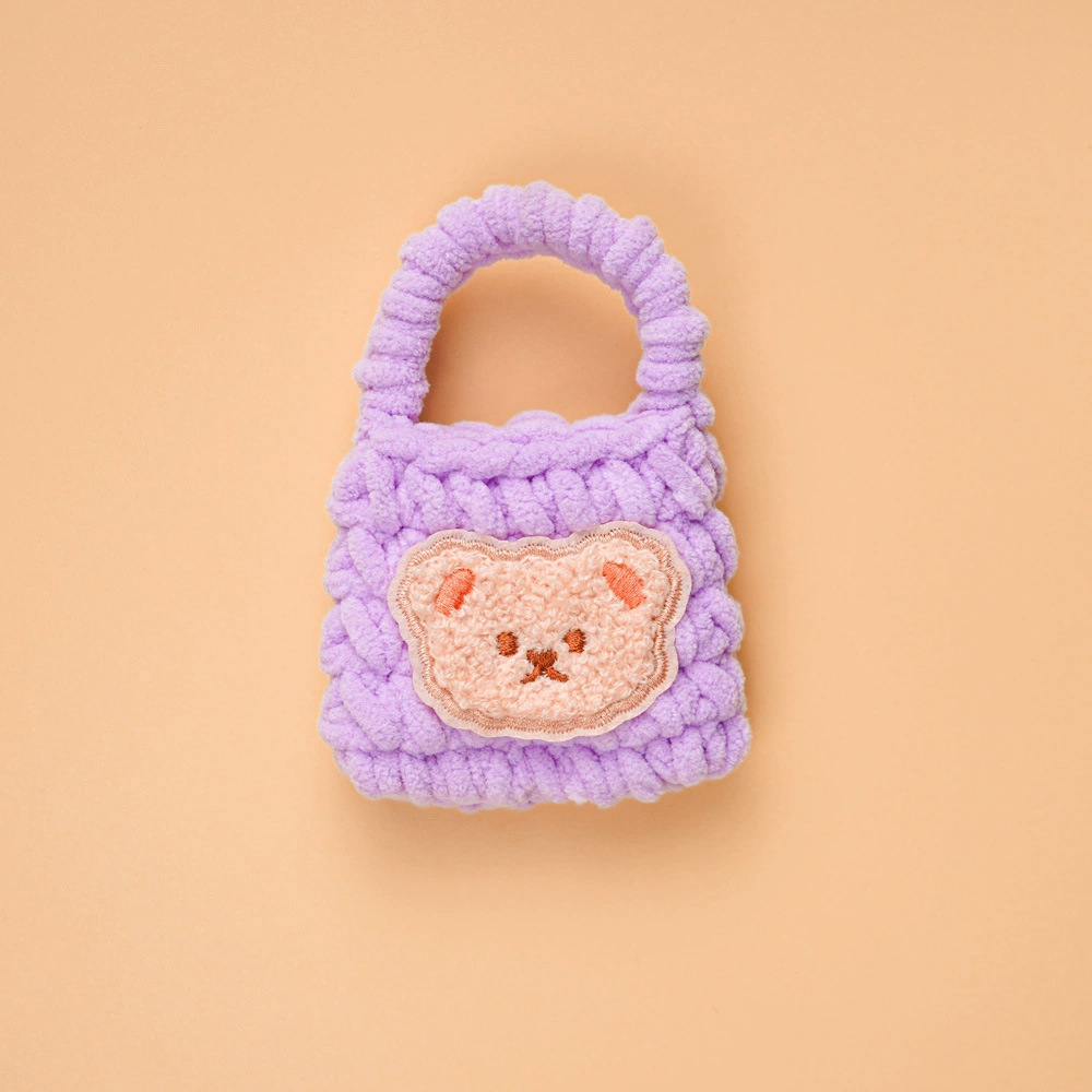 Bolsa de auriculares ganchillo acabado con cubierta protectora bluetooth peluche lindo oso pequeño tejido a mano bolsa de cambio de llavero