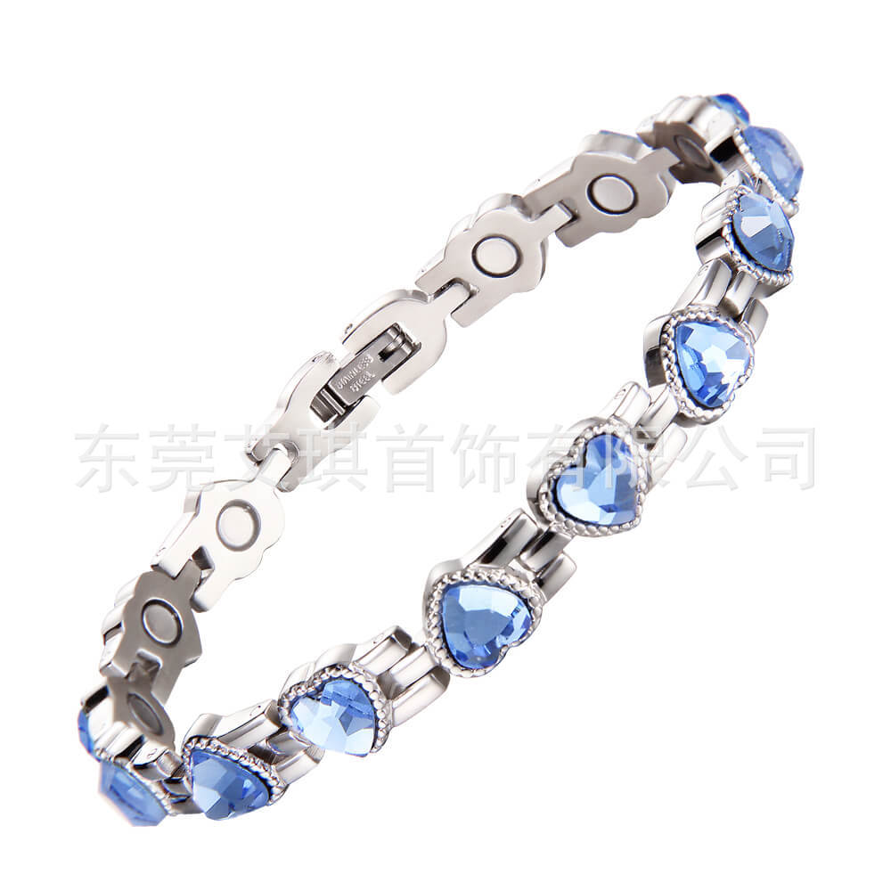 Steel color+blue crystal