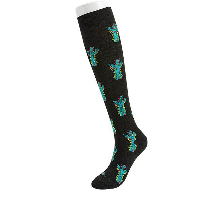 Compression Running Socks, Unisex Jacquard Knee-High Socks, Multiple Patterns, S/M & L/XL