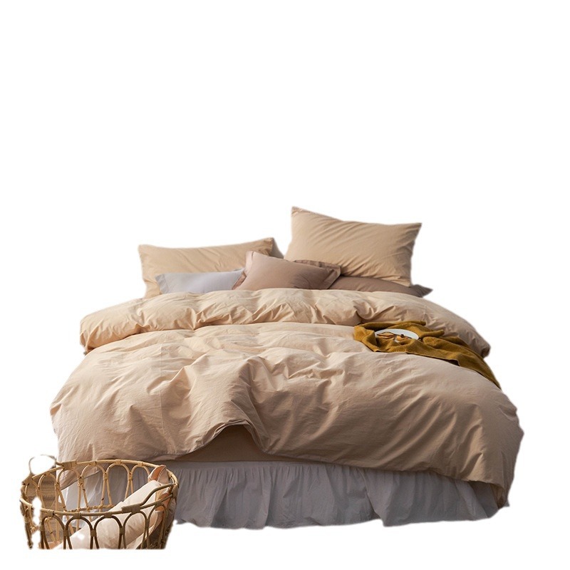 Color sólido y simple estilo nórdico algodón cuatro piezas de sábanas de algodón cubiertas cama de dormitorio de estudiantes de tres piezas de ropa de cama