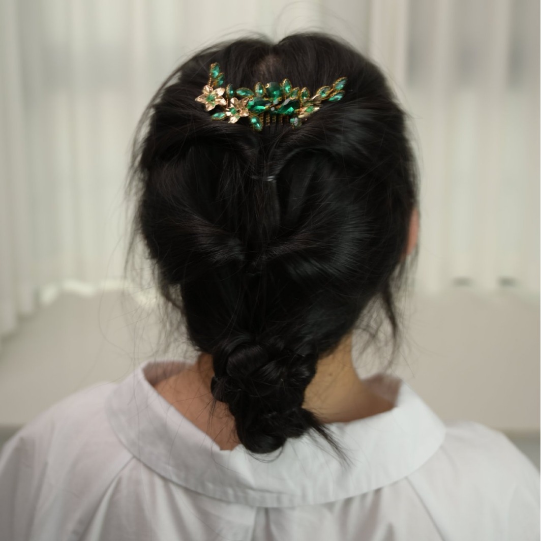 Karlo L3103 New Jade Green Light Retro Bridesmaid Headpiece Korean Hairstyle Accessory Fairy Beauty Hair Comb Photo Wedding Accessory