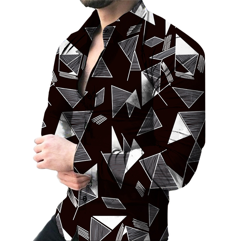 Europa y América primavera nuevo tigre comercio exterior transfronterizo hombres camisa de impresión digital 3D camisa de manga larga para jóvenes hombres