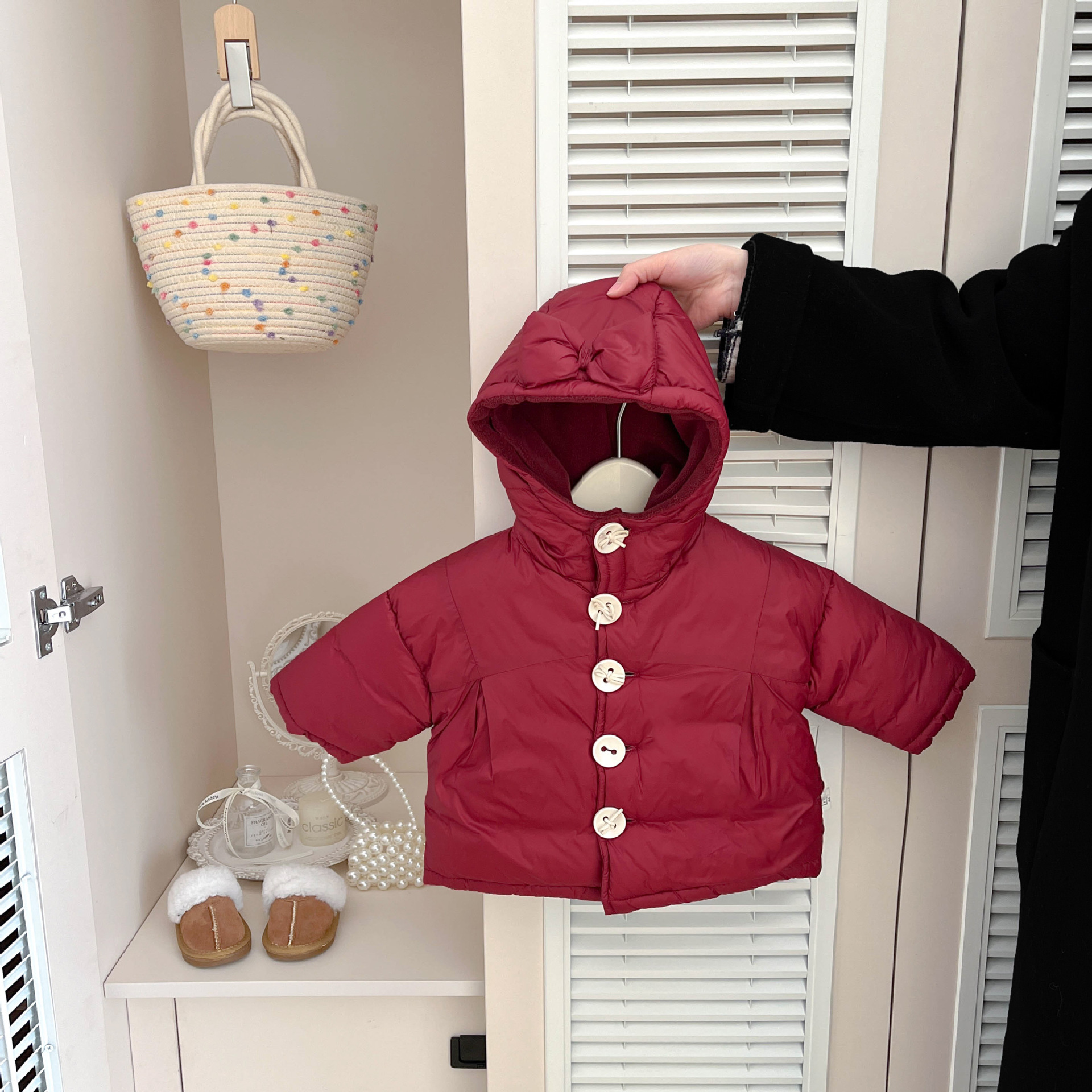 Bebé rojo de Año Nuevo, ropa de invierno para bebés, ropa de invierno para niños, ropa de algodón con capuchón de invierno