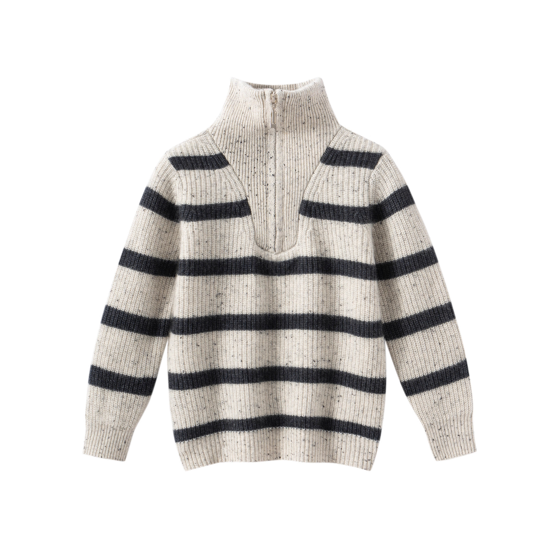 Children's high-neck knitted sweaters for boys and girls, thickened, turn-down collar, zipper, floral yarn, in stock.