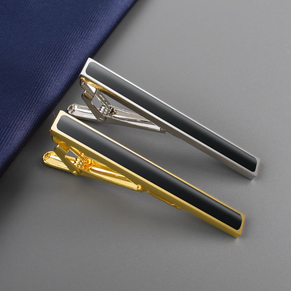 Aliexpress Amazon Cross-Border New Rectangular Tie Clip Men's Simple Business Shirt Copper Clip Tie Clip
