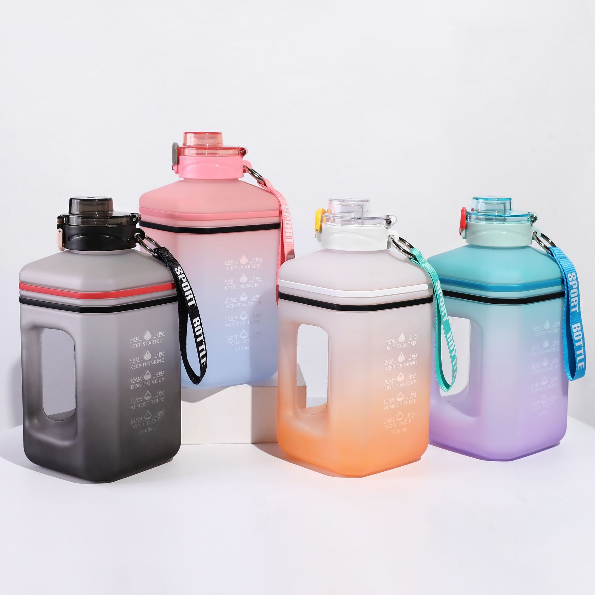 Gradient capacity kettle 2.2L outdoors Bodybuilding motion Water cup Square Shape Water cup adult Middle school student
