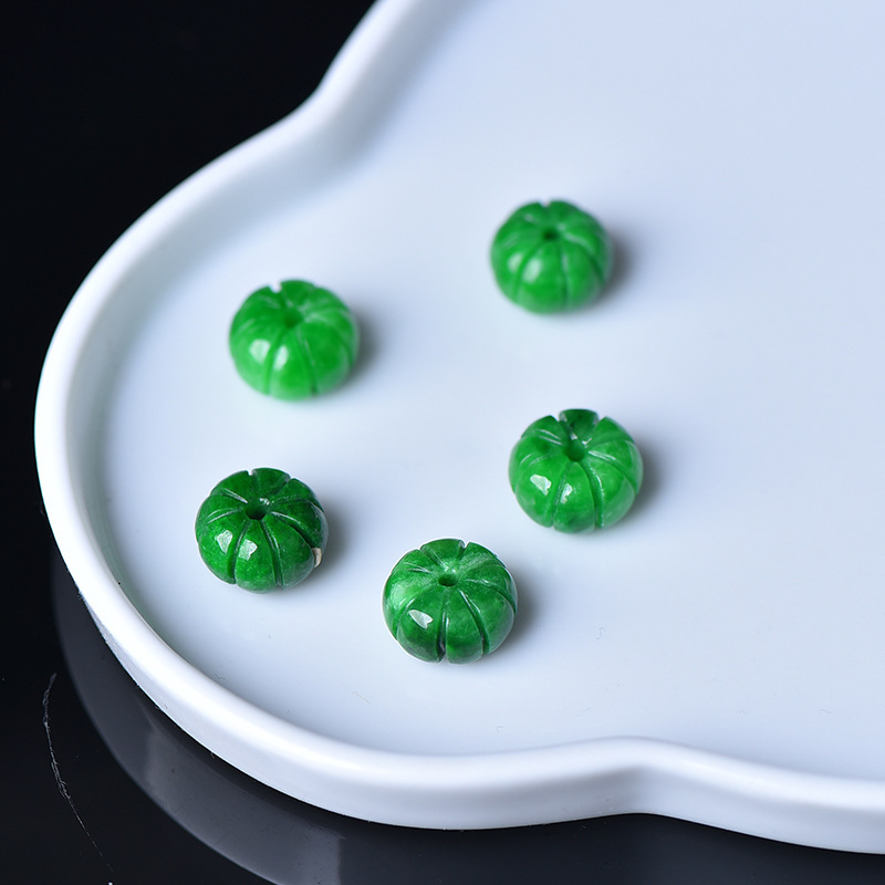南瓜珠干青翡翠玉髓隔珠背云穿手链文玩手串配珠手工diy饰品配件|undefined