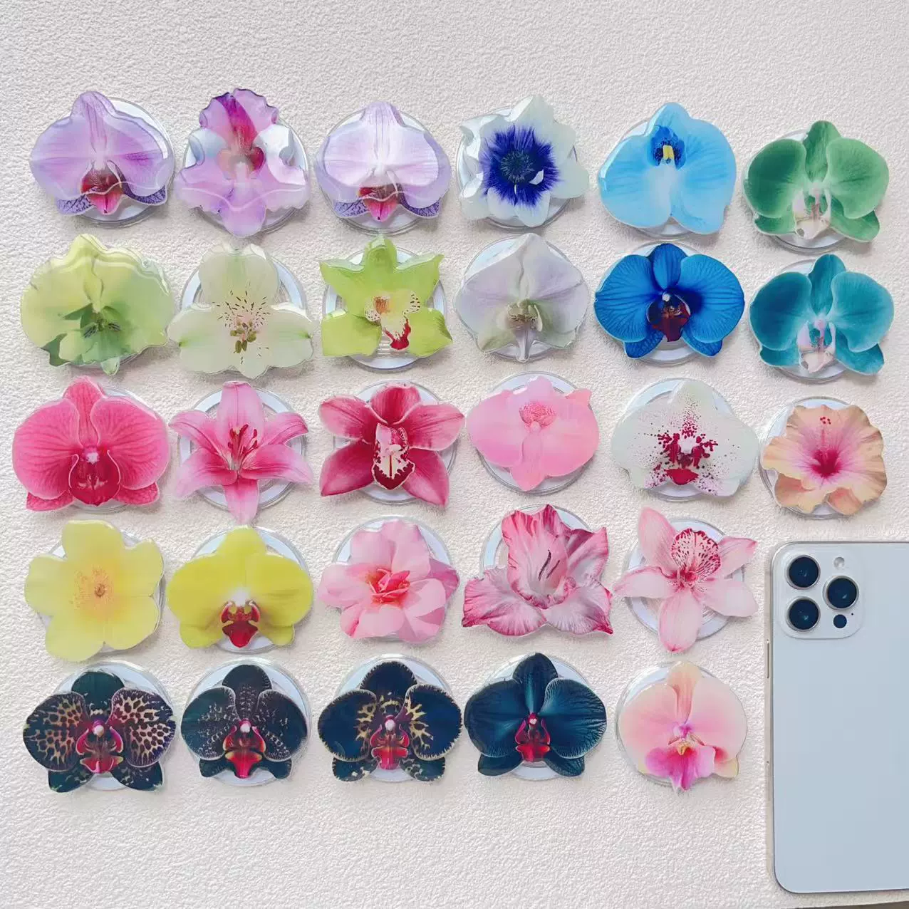 Ins Orchid Acrylic Glue Magnetic Mobile Phone Holder Desktop Foldableing Portable Orchid Magnetic Mobile Phone Holder