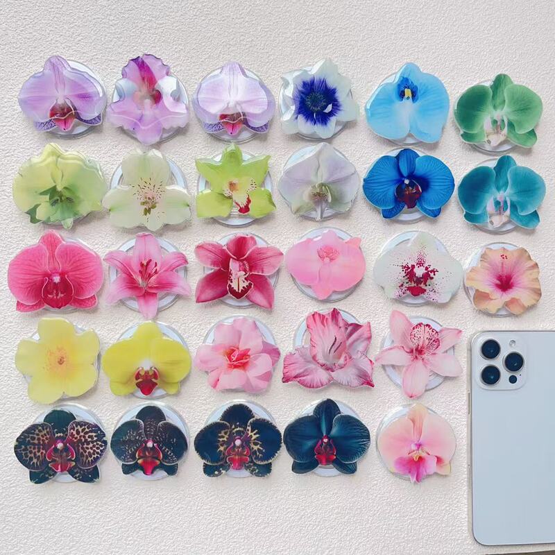 Ins Orchid Acrylic Glue Magnetic Mobile Phone Holder Desktop Foldableing Portable Orchid Magnetic Mobile Phone Holder