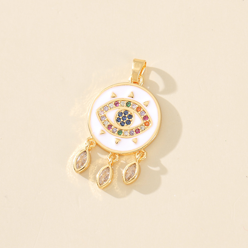 7g Weight Pendant Jewelry Making Type 20*20mm Jewelry Making Size Zircon Inlay Material DIY Jewelry Accessories Classification 1 Piece Quantity Copper Material Devil's Eye Pattern Polished Finish Plating Design Casual, Simple Style Style 1 Piece 20*20mm Copper Zircon Devil's Eye Polished Pendant 18