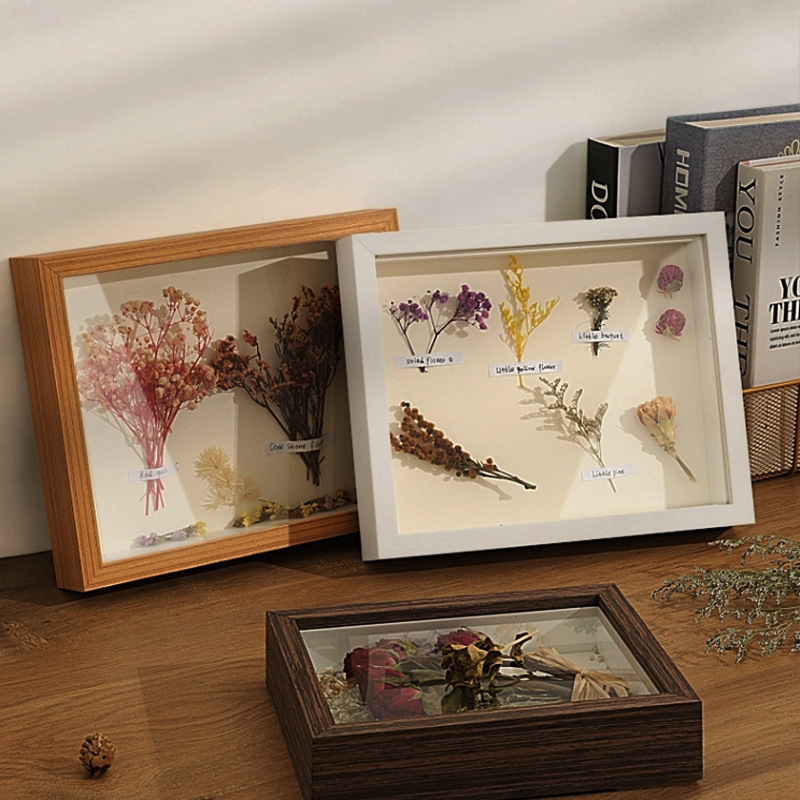 Dried flower photo frame diy frame table picture frame simple hollow three-dimensional picture frame lighting painting glass large size wholesale