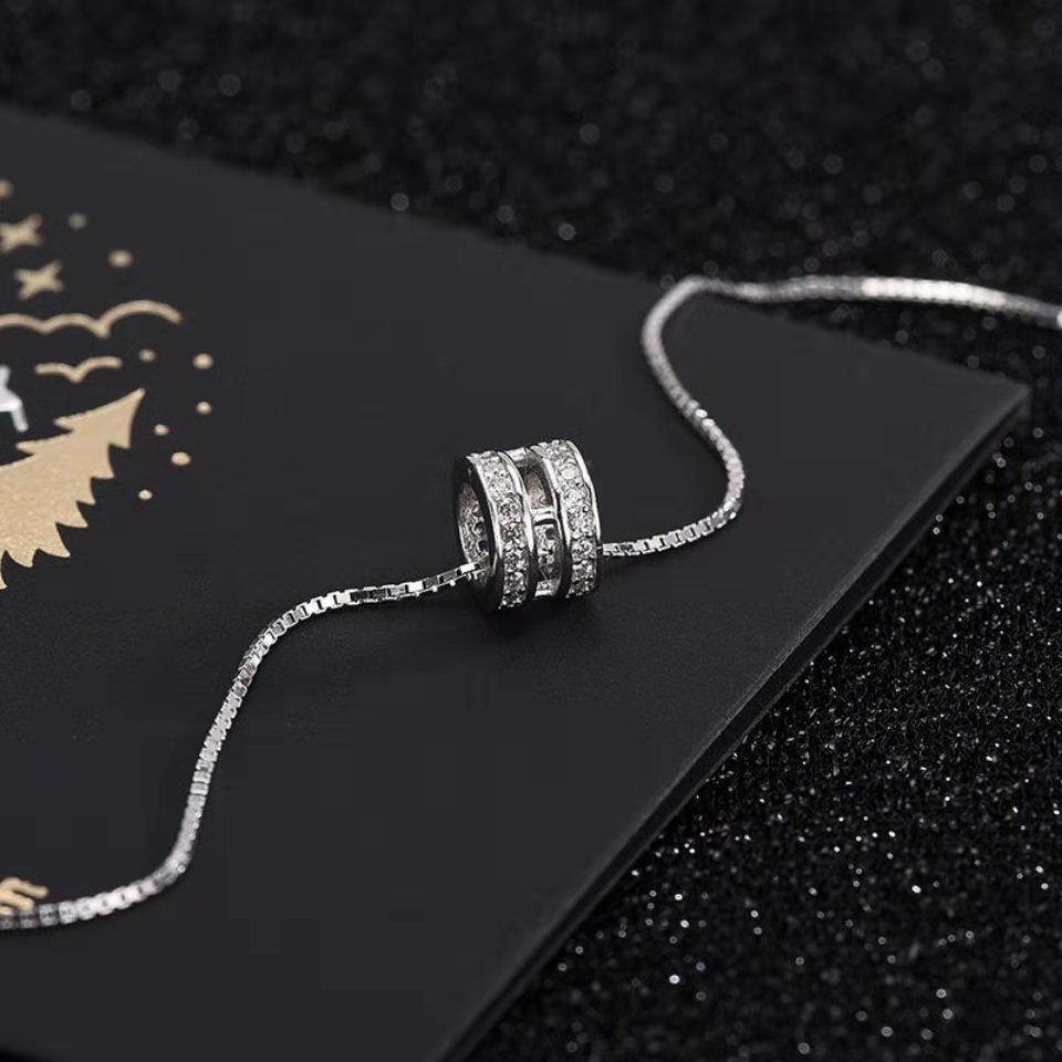 智贝详情图_1镀银饰女项链韩版镶钻锆石H型项链小众轻奢风网红