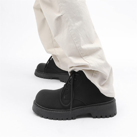 Shoes Men's Autumn Ins New Genuine Leather All-match Trendy Brand British Style Platform Casual Leather Non-slip Big-toe Shoes