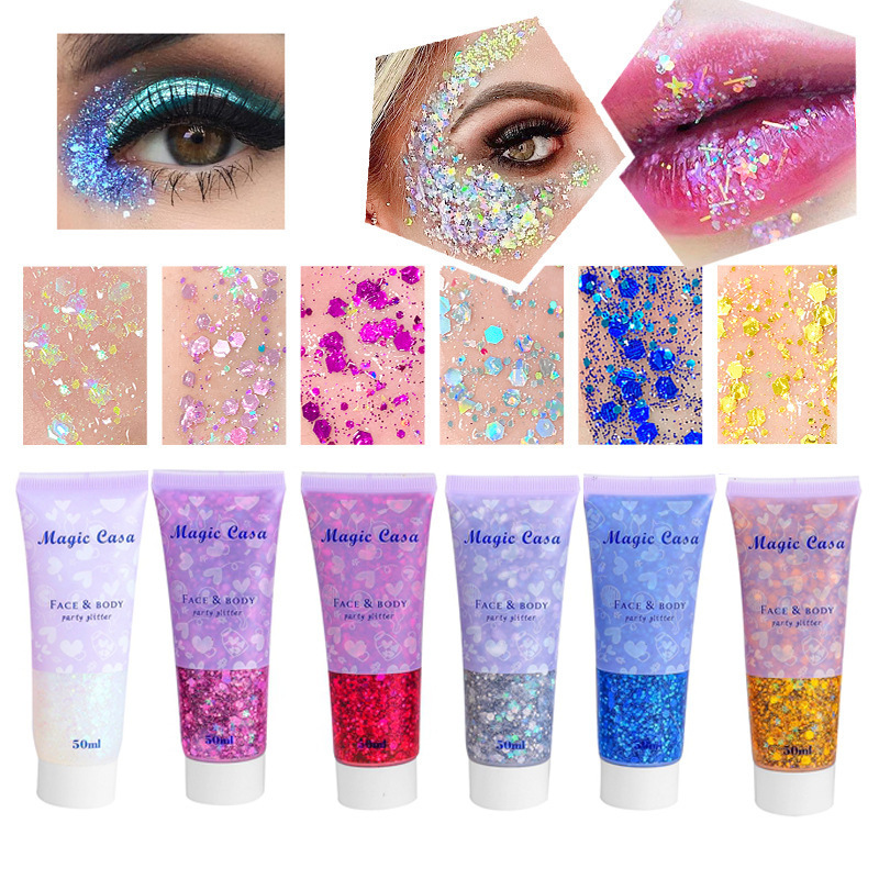 Cross-border glitter cream mermaid scales face body lip gloss eye shadow dazzling shiny polarized stage makeup