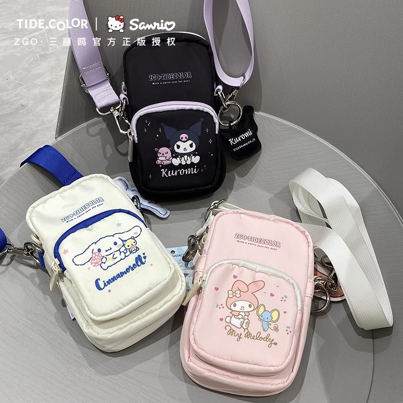 ZGO 정강 산리오 휴대 전화 가방 여성 숄더 크로스 바디 백 유구이 개 귀여운 미니 가방 경량 동전 지갑