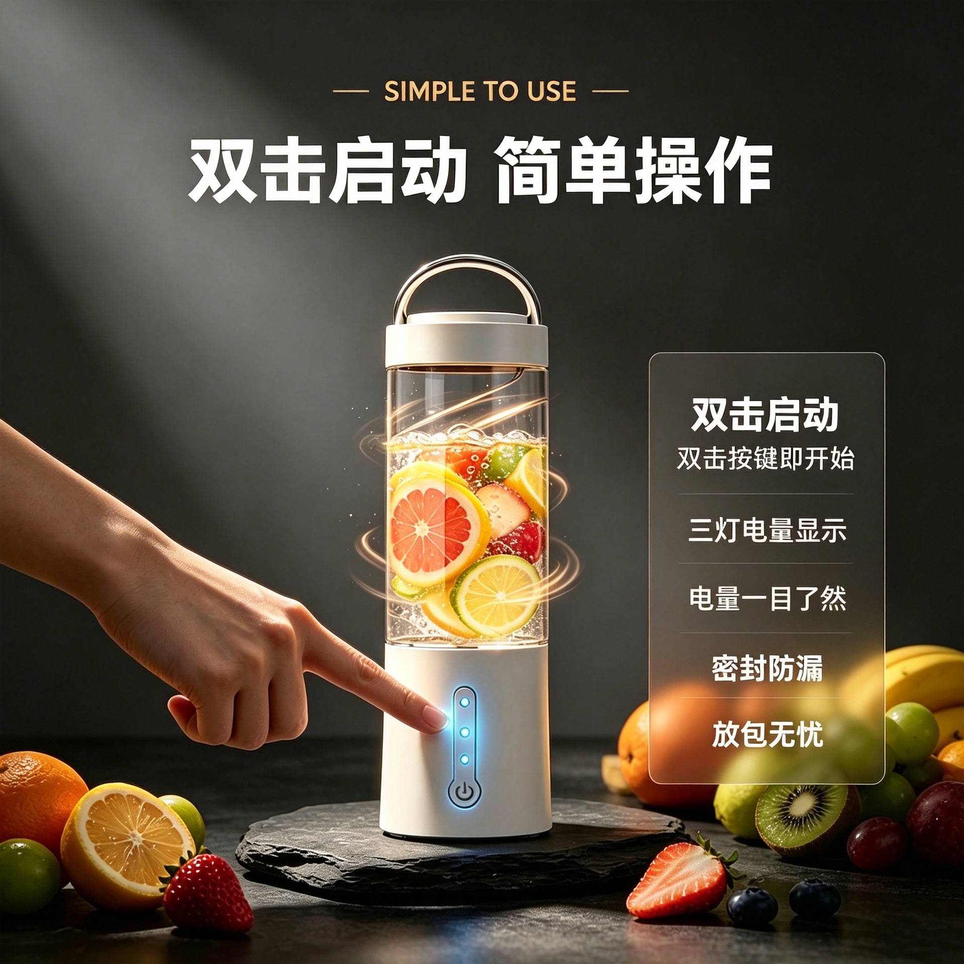 跨境便携式榨汁机无线高效家用USB充电小型多功能碎冰果汁榨汁杯