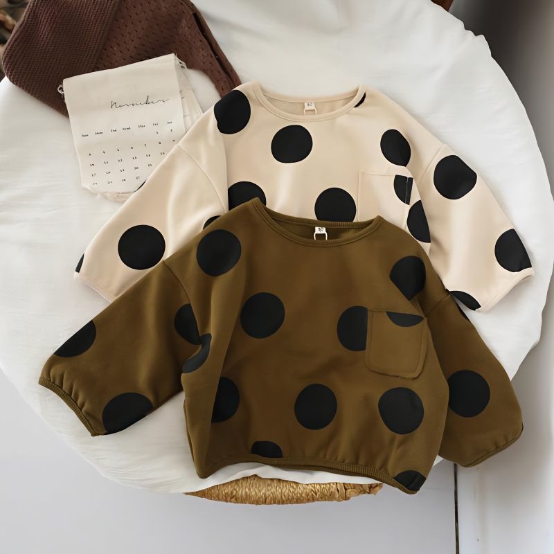 Nuevo retro estilo coreano chaqueta infantil, baby wave point casual jersey de cuello redondo, camisa de punto, camisa base