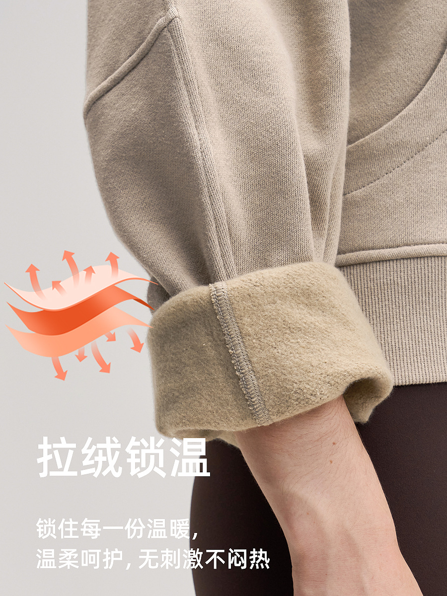 Otoño y invierno grueso chaqueta deportiva para mujeres Lulu más chaqueta de camisa de manga larga chimenea de cuello alto con medio cremallera suelta chaqueta