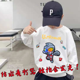中大童卡通印花发光卫衣春秋新款帅气亮灯宽松休闲儿童秋装上衣