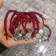 999纯银好运连连红绳手链 复古足银吉祥如意女国潮时尚银手饰礼品