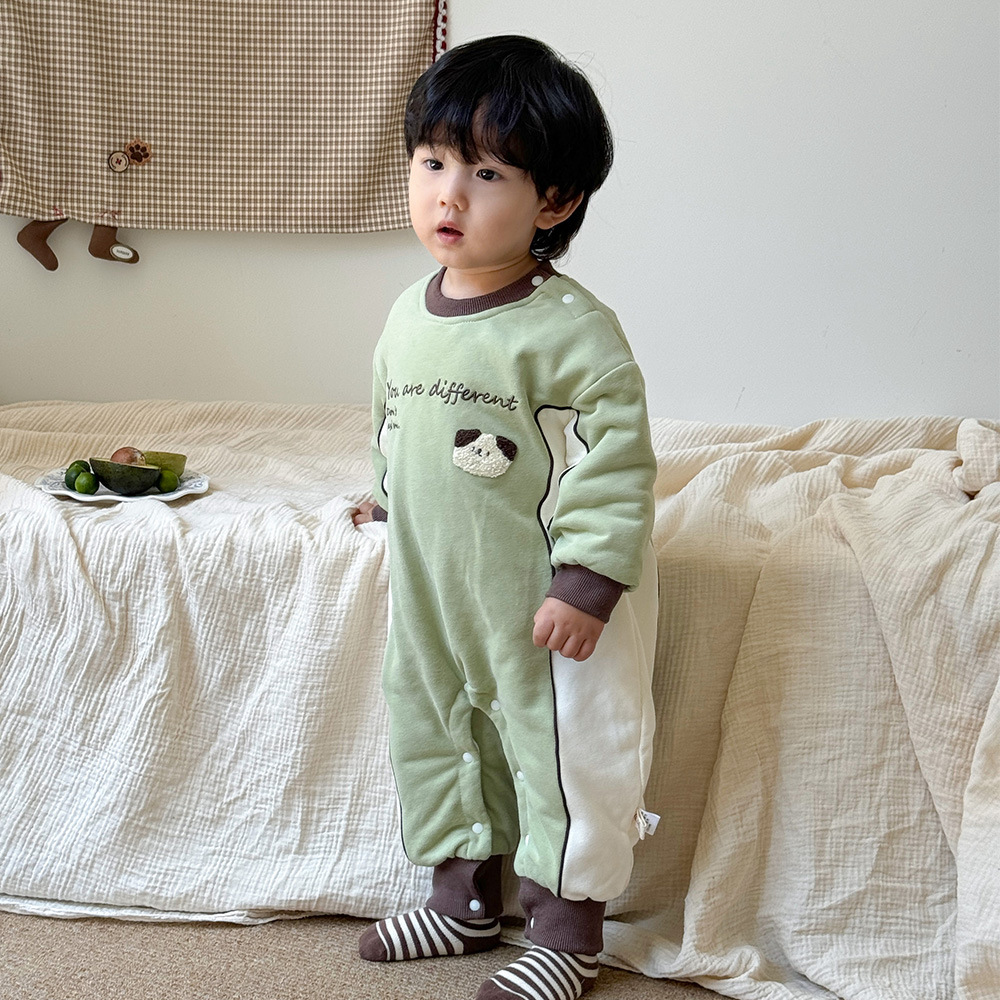 Ropa para niños coreanos, ropa para bebés, otoño e invierno, una pieza, estilo occidental, lindo, mameluco acolchado para bebés
