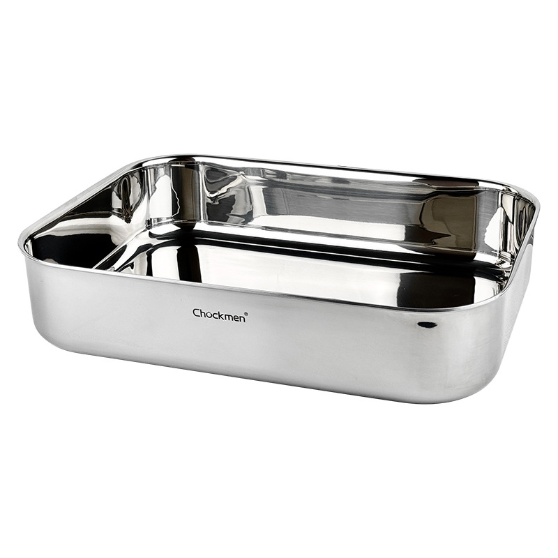 Chockmen Zhuo Deming 18/10 Plato cuadrado de acero inoxidable Plato de pescado a la parrilla Plato para hornear rectangular Bandeja casera para preparar platos