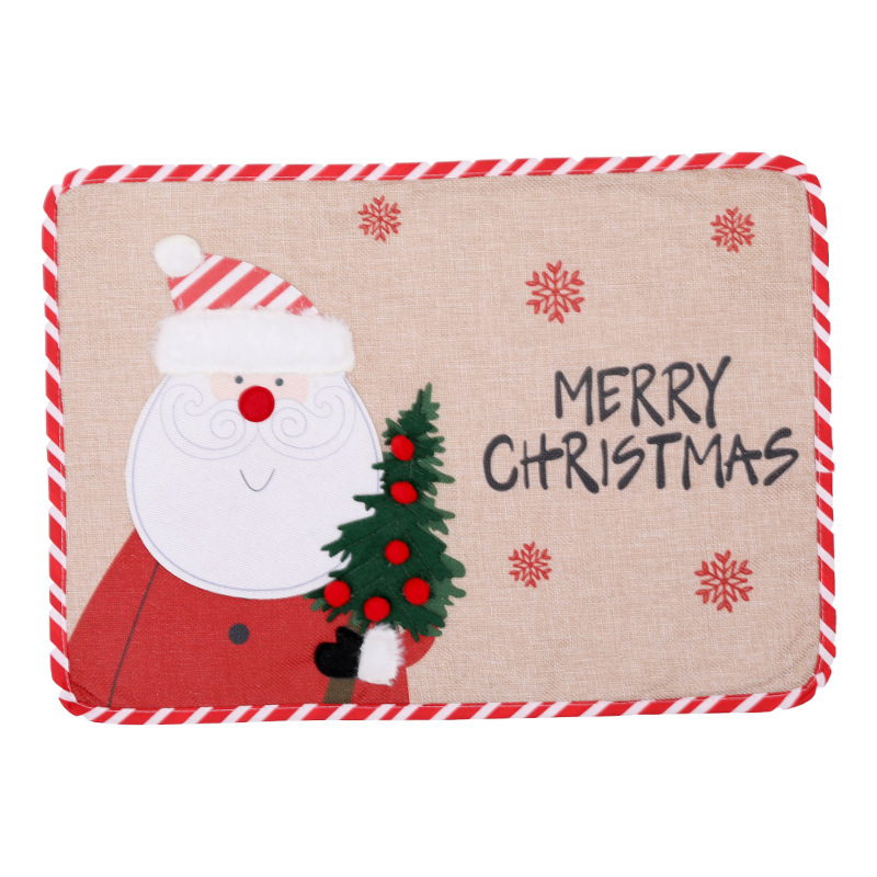 Christmas cross-border table mat decoration home supplies cartoon old man linen placemat atmosphere arrangement gift ornaments
