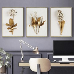 Minimalist modern single-page golden leaf floral painting, spray painting, light luxury background wall decoration painting, oil painting