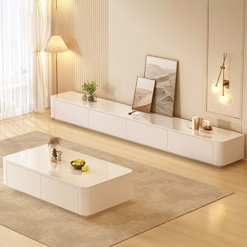 Cream Style Tv Cabinet Living Room Home Small Apartment 2025 New Style Floor-Standing Coffee Table Tv Cabinet Combination