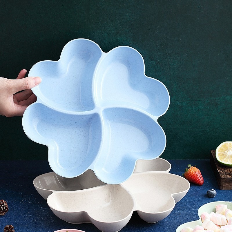 Lucky Clover Creative Love Fruit Plato de frutas Plato de bocadillos Sala de estar doméstica Caja de almacenamiento Plato multifunción de bocadillos