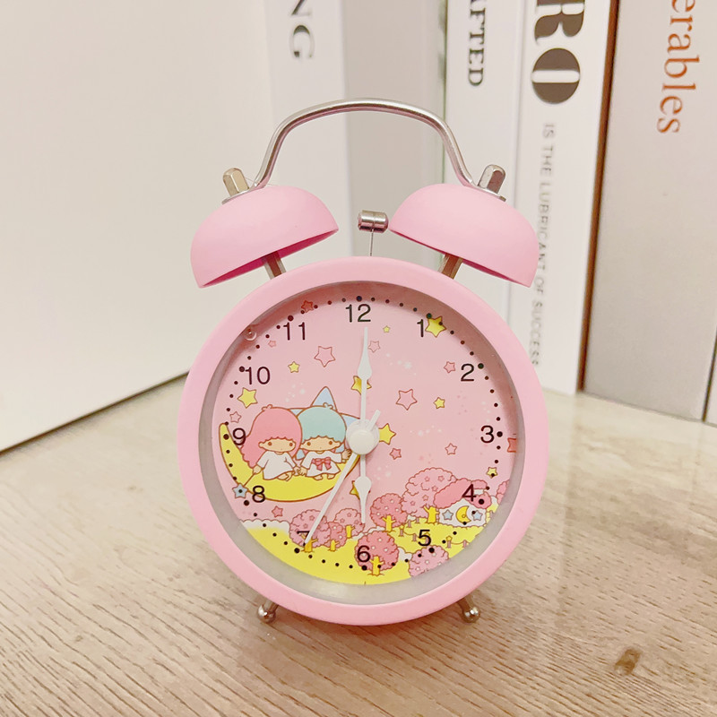 Cartoon Silent Clock Kuromi Melody Dial Analog Clock Retro Twin