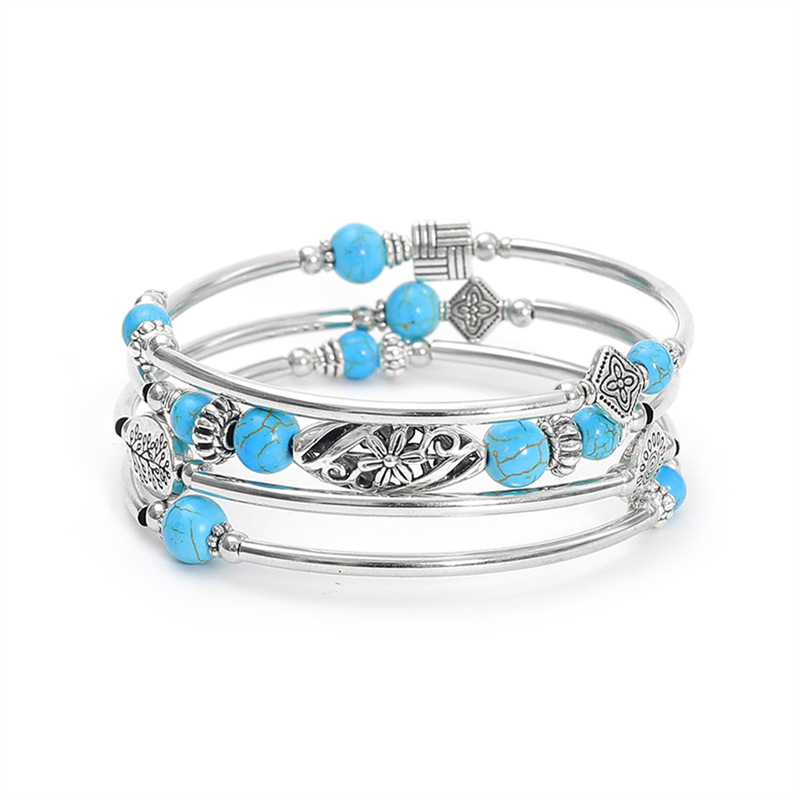 Bohemian multi-layer turquoise winding women's bracelet four-layer natural stone beaded winding bracelet jewelry wholesale