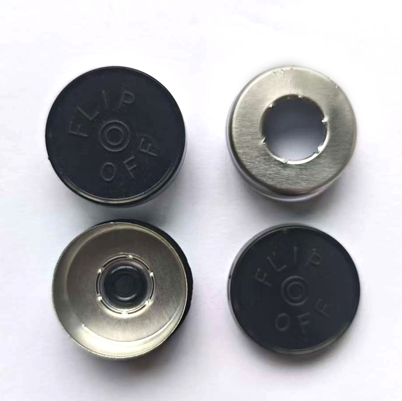 Venta directa de fábrica de 20 tipos de tapas de aluminio-plástico esmeriladas, tapas compatibles para viales, tapas azules a presión para botellas hechas de aluminio.