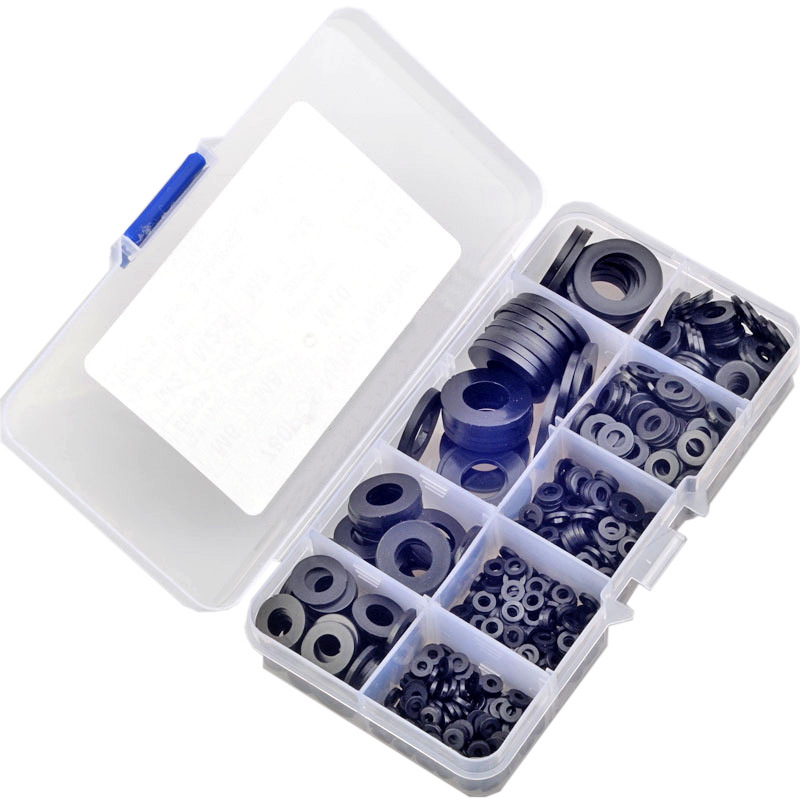 跨境货源 盒装780PCS M2M2.5M3M4M5M6M8M10M12黑色尼龙平垫圈套装