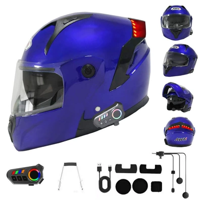 Foreign trade cross-border Bluetooth helmet, Motosiklet kaskı (dəbilqə) - royal-blue