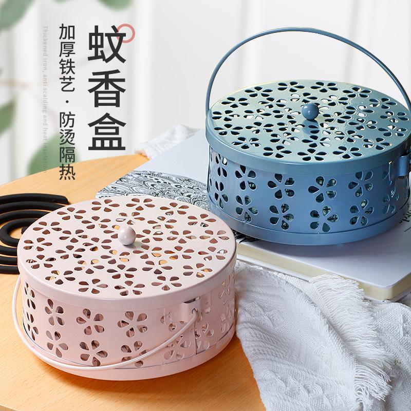 家用蚊香盒家用防火带盖蚊香盘室内户外手提品蚊香炉中式托盘