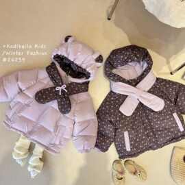 女童新款2025碎花棉服冬季宝宝加绒洋气外套加厚儿童两面穿棉袄潮