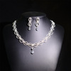 Accessory for bride, necklace and earrings, long set with tassels, elegant wedding dress, accessories, light luxury style