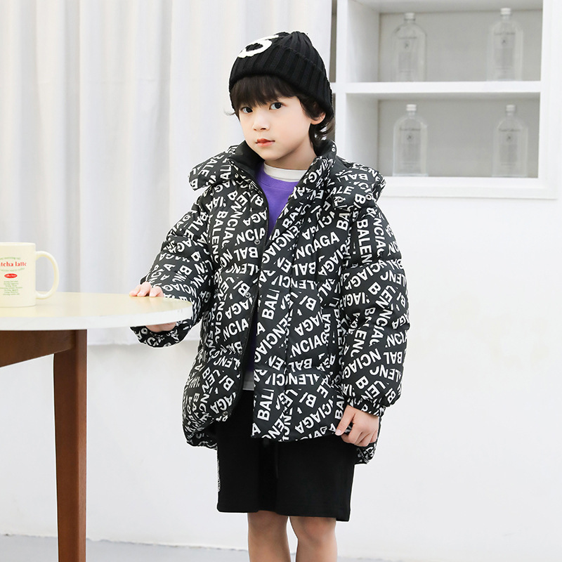 Boys' Mid-Length Down Jacket, 2024 Winter New Style, Thickened Outerwear for Toddlers and Large Children, 23850