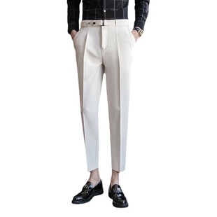 2023 New Men's Small Suit Pants Fashion Casual Pants Korean Style Straight Cropped Suit Pants Men's Large Size Foreign Trade Men's Pants